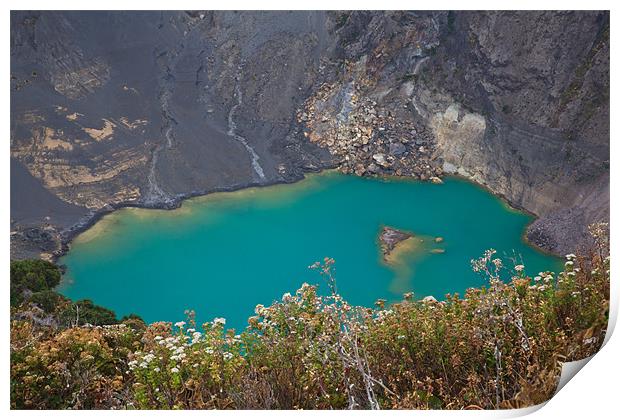 Irazu volcano blue lake Print by Craig Lapsley