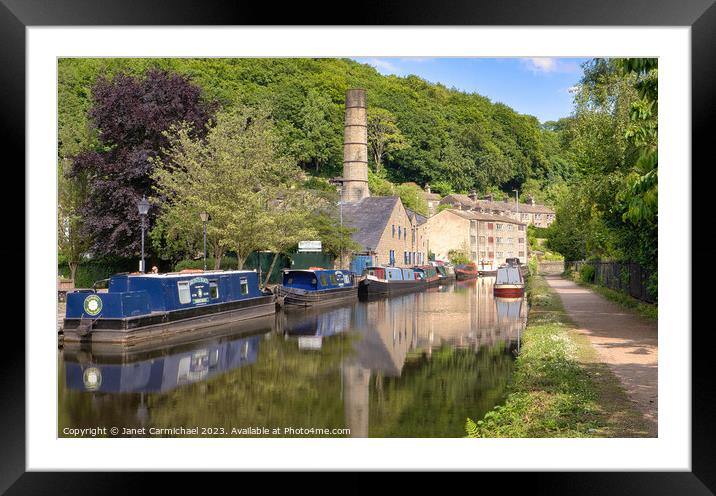 Hebden Bridge Canal Scene Framed Mounted Print by Janet Carmichael