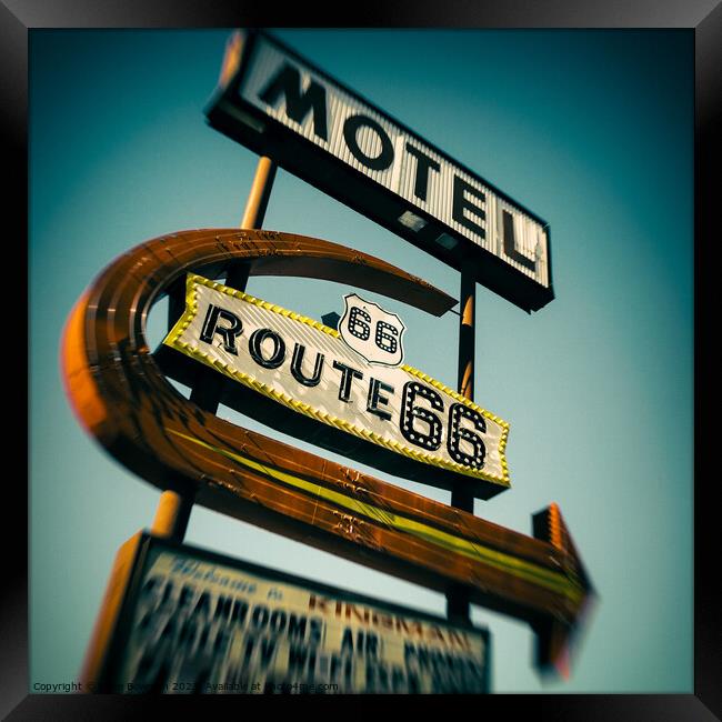 Route 66 Motel Sign Framed Print by Dave Bowman