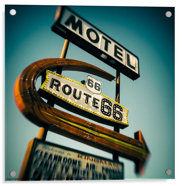 Route 66 Motel Sign Acrylic by Dave Bowman
