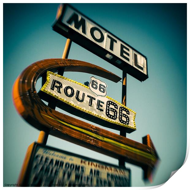 Route 66 Motel Sign Print by Dave Bowman