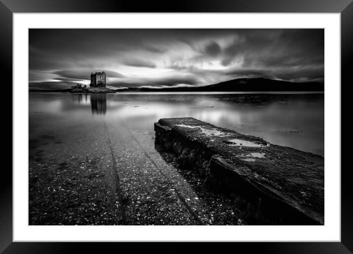 Jetty to Castle Stalker Framed Mounted Print by Dave Bowman