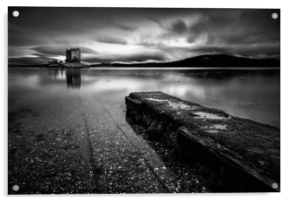 Jetty to Castle Stalker Acrylic by Dave Bowman