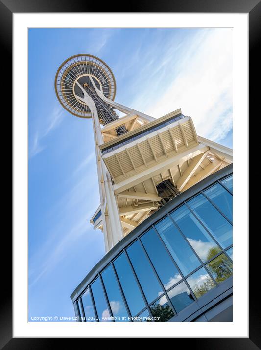 The Space Needle looking up from the north side, Seattle, Washington Framed Mounted Print by Dave Collins