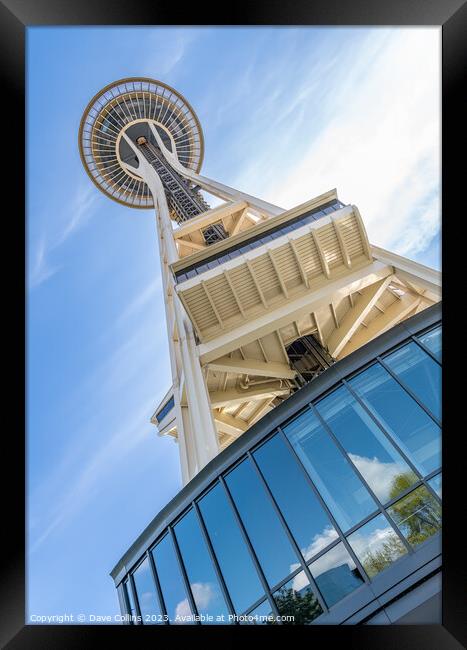 The Space Needle looking up from the north side, Seattle, Washington Framed Print by Dave Collins