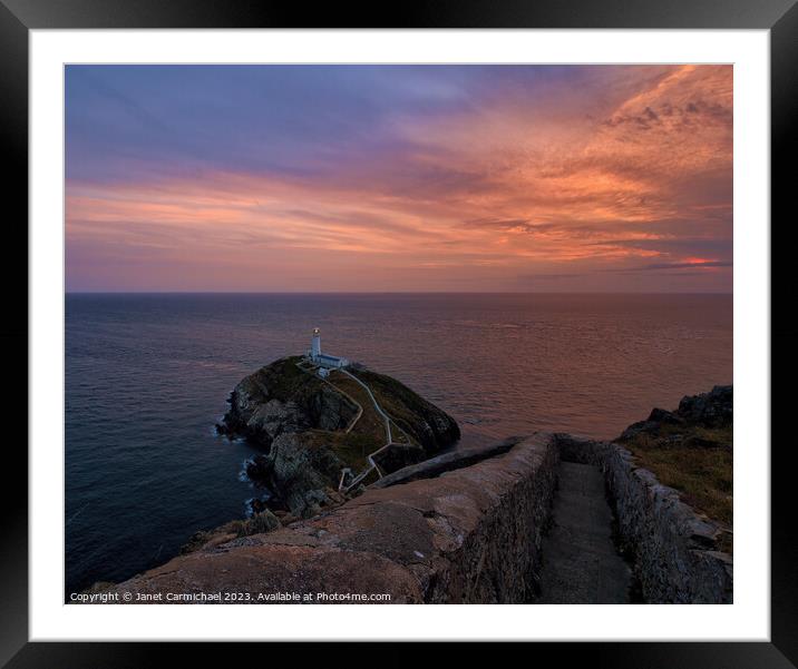 South Stack Lighthouse Descent Framed Mounted Print by Janet Carmichael