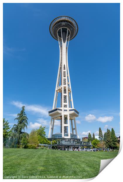 The Space Needle from Seattle Center, Seattle, Washington Print by Dave Collins