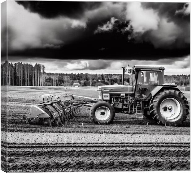 A tractor plowing a field in York Canvas Print by Paddy 