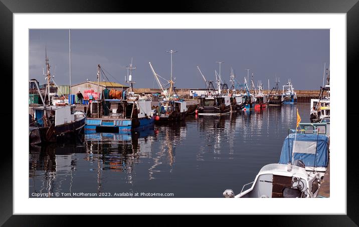 "Harbour Haven: A Serene View of Burghead" Framed Mounted Print by Tom McPherson