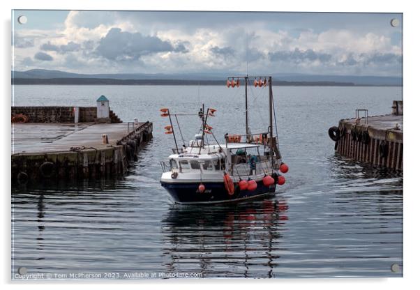 "Graceful Arrival: Moray Lass Docks" Acrylic by Tom McPherson