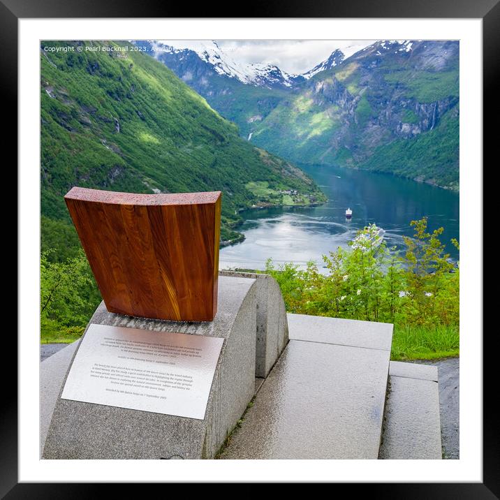 Queens Chair above Geiranger Fjord Norway Framed Mounted Print by Pearl Bucknall