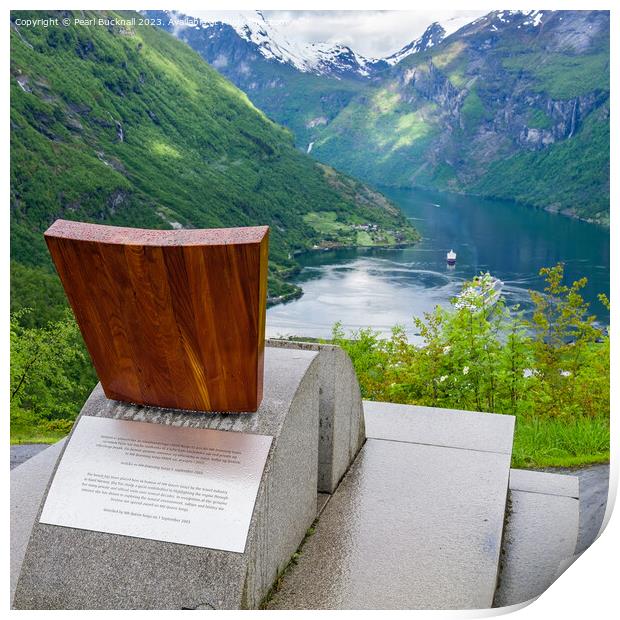 Queens Chair above Geiranger Fjord Norway Print by Pearl Bucknall
