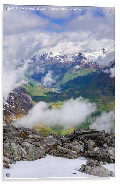 Geiranger Fjord through Clouds Acrylic by Pearl Bucknall