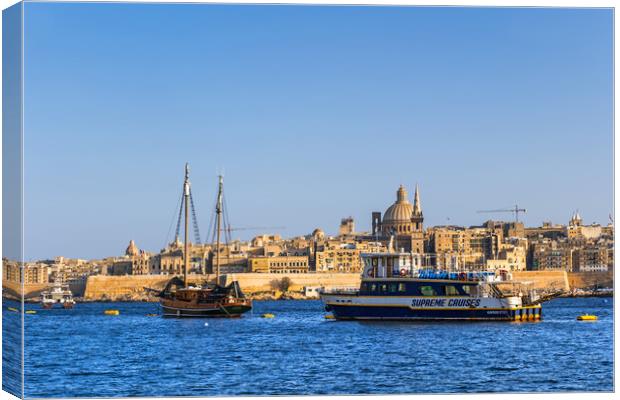 Valletta Skyline From Marsamxett Harbour Canvas Print by Artur Bogacki
