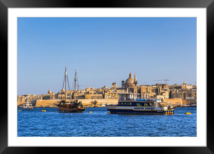 Valletta Skyline From Marsamxett Harbour Framed Mounted Print by Artur Bogacki
