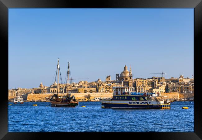 Valletta Skyline From Marsamxett Harbour Framed Print by Artur Bogacki