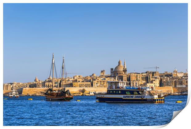Valletta Skyline From Marsamxett Harbour Print by Artur Bogacki