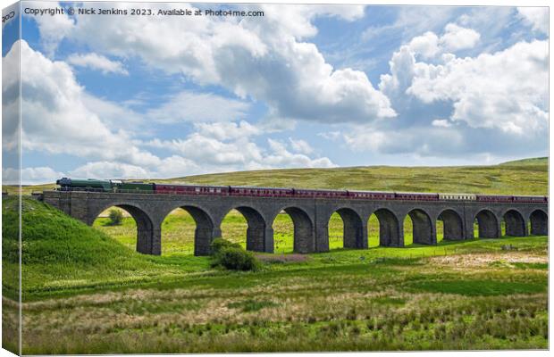 The Flying Scotsman over the Garsdale Viaduct  Canvas Print by Nick Jenkins