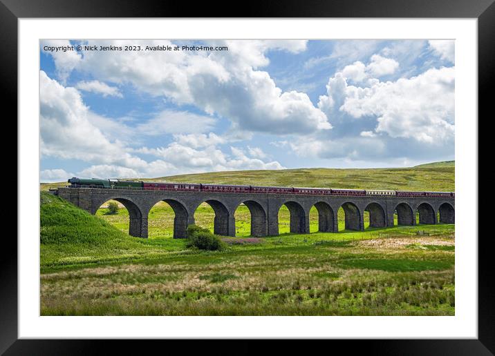 The Flying Scotsman over the Garsdale Viaduct  Framed Mounted Print by Nick Jenkins