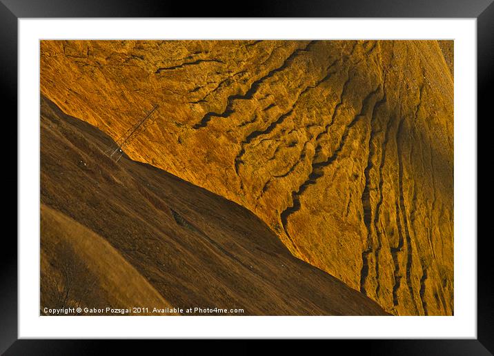 Hillside abstract with pylon Framed Mounted Print by Gabor Pozsgai