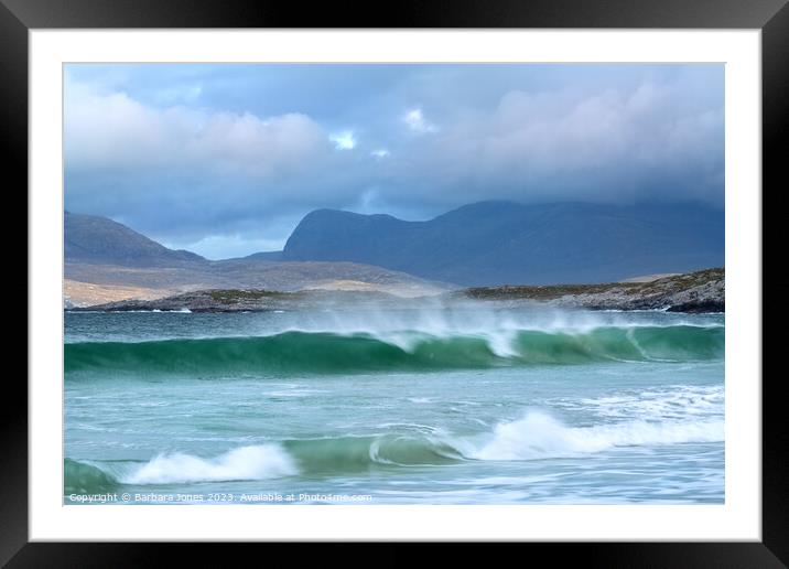 Luskentyre Waves Isle of Harris Scotland. Framed Mounted Print by Barbara Jones