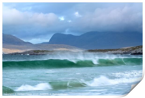 Luskentyre Waves Isle of Harris Scotland. Print by Barbara Jones