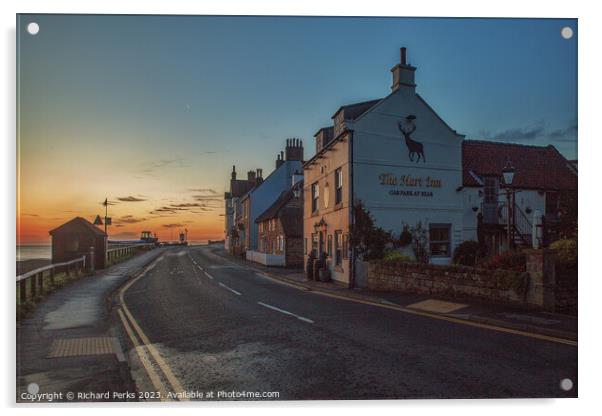 The Hart Inn, Sandsend Dawn Acrylic by Richard Perks