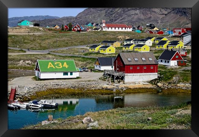 Coloured Houses in Narsaq Town Southern Greenland Framed Print by Martyn Arnold