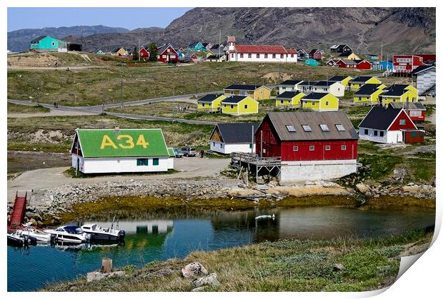 Coloured Houses in Narsaq Town Southern Greenland Print by Martyn Arnold