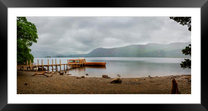 High Brandelhow Jetty and Launch, Derwent water, C Framed Mounted Print by Maggie McCall