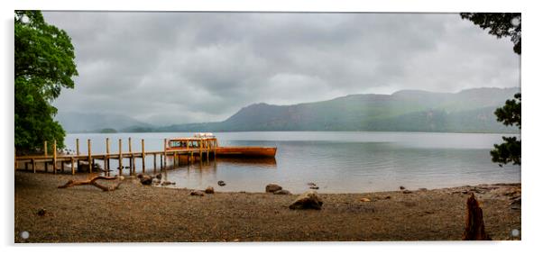 High Brandelhow Jetty and Launch, Derwent water, C Acrylic by Maggie McCall
