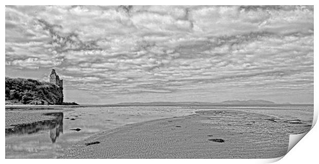 Greenan Castle and Isle of Arran panorama Print by Allan Durward Photography