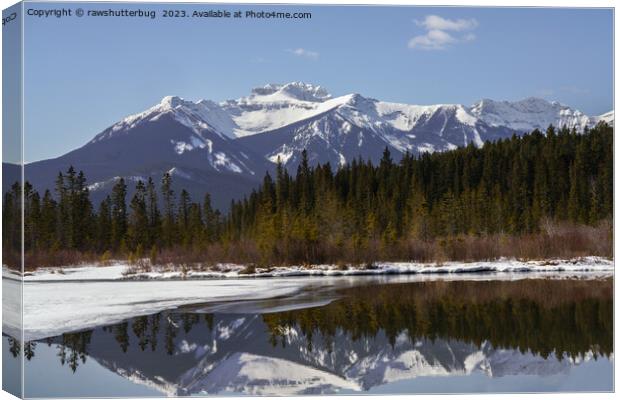 Tranquil Reflections at Vermilion Lakes, Alberta Canvas Print by rawshutterbug 
