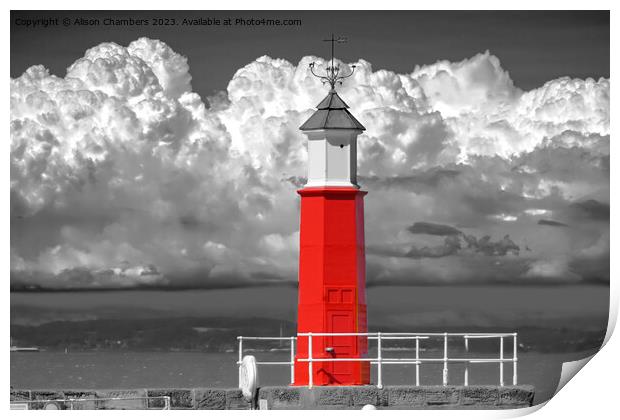Watchet Harbour Lighthouse Print by Alison Chambers