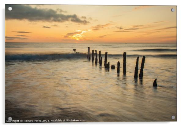 Sunrise over Sandsend Acrylic by Richard Perks