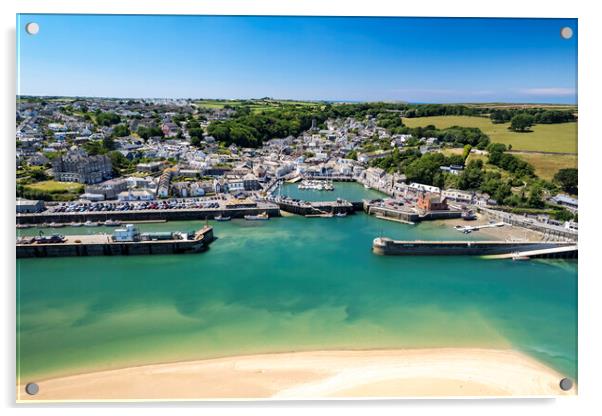  Padstow seen from above Acrylic by peter schickert