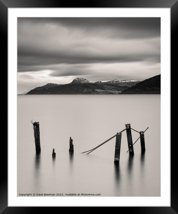 Six Posts in Loch Ness Framed Mounted Print by Dave Bowman