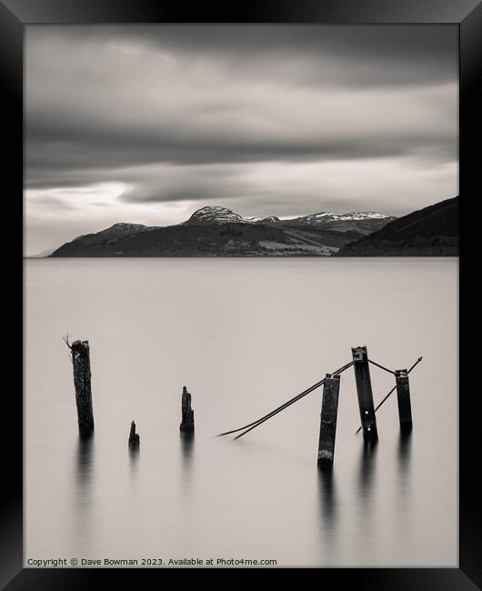Six Posts in Loch Ness Framed Print by Dave Bowman