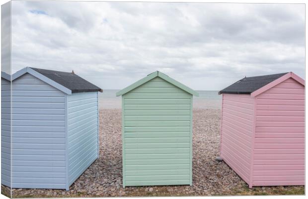 Budleigh Salterton Beach Huts  Canvas Print by Graham Custance