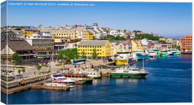 Colourful Kristiansund Harbour Norway panorama Canvas Print by Pearl Bucknall