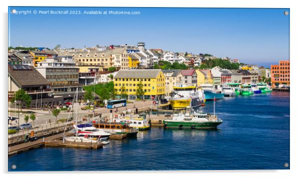 Colourful Kristiansund Harbour Norway panorama Acrylic by Pearl Bucknall