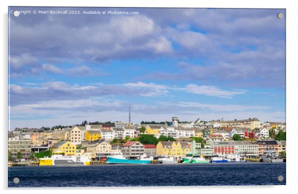 Colourful Kristiansund Cityscape Norway Acrylic by Pearl Bucknall