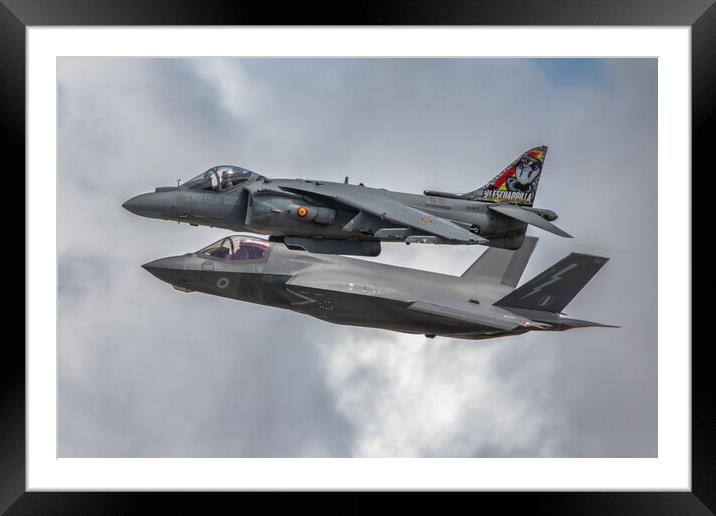 F35 lightning II and Harrier Framed Mounted Print by J Biggadike