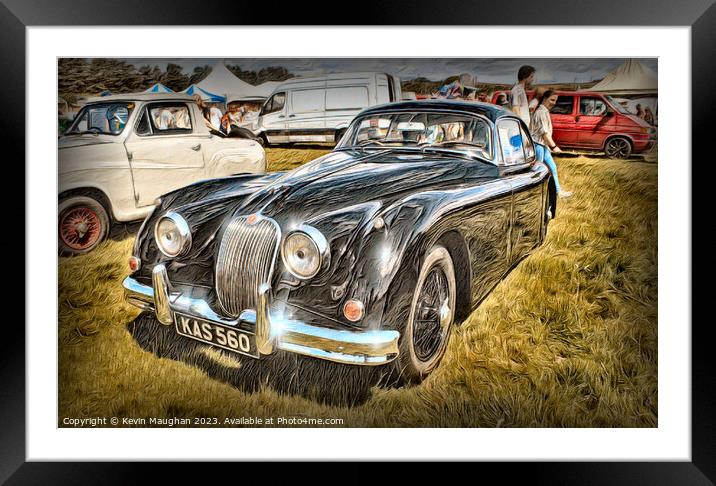 "Timeless Elegance: A Captivating 1957 Jaguar" Framed Mounted Print by Kevin Maughan
