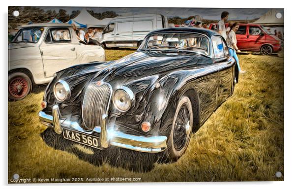 "Timeless Elegance: A Captivating 1957 Jaguar" Acrylic by Kevin Maughan