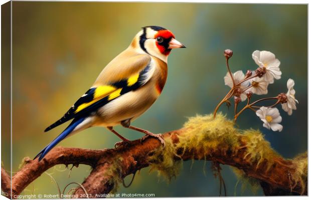 Colorful Goldfinch Jewel Canvas Print by Robert Deering