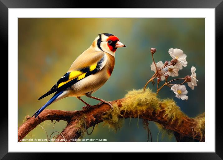 Colorful Goldfinch Jewel Framed Mounted Print by Robert Deering