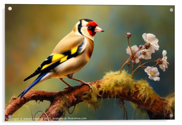 Colorful Goldfinch Jewel Acrylic by Robert Deering