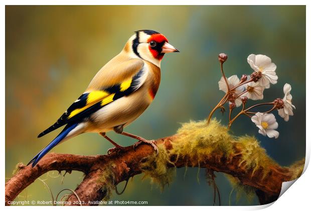 Colorful Goldfinch Jewel Print by Robert Deering