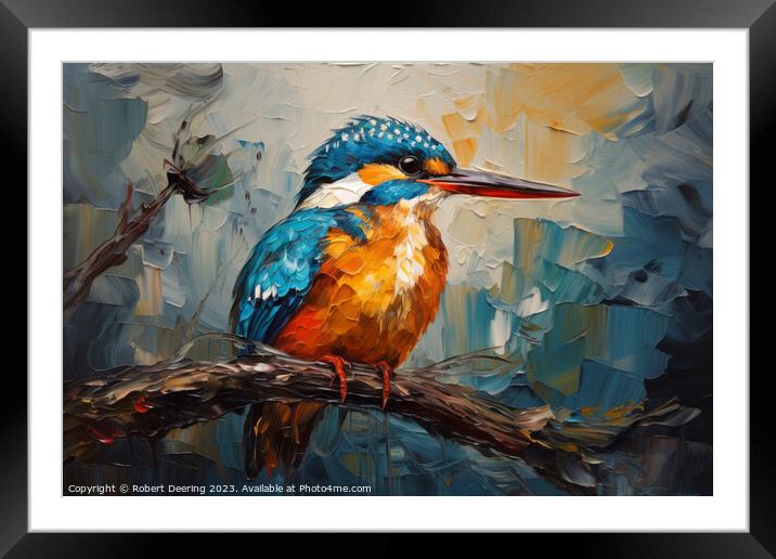 Serene Kingfisher Perch Framed Mounted Print by Robert Deering